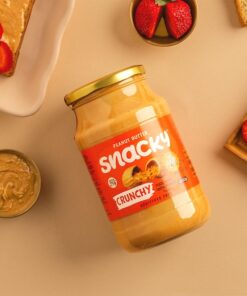 Snacky Crunchy 1 კგ მიწისთხილის კარაქი მარწყვთან და ტოსტთან ერთად